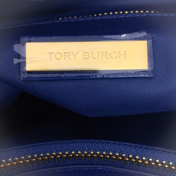 Tory Burch 3x Compartment Blue/Gold Velvet Tote - Picture 5 of 8
